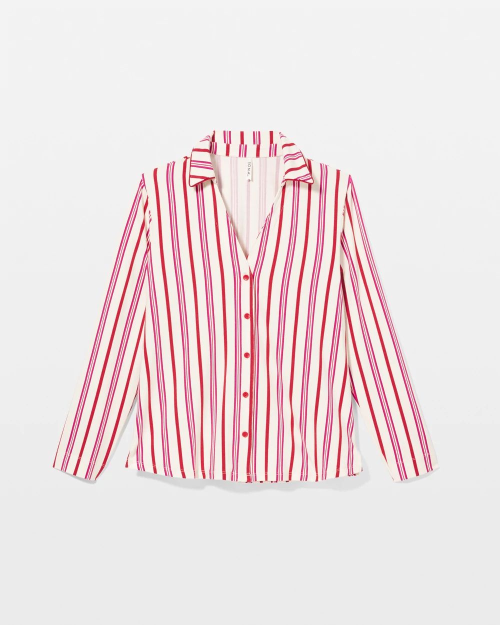 Long-Sleeve Notch Collar Pajama Top click to view larger image.