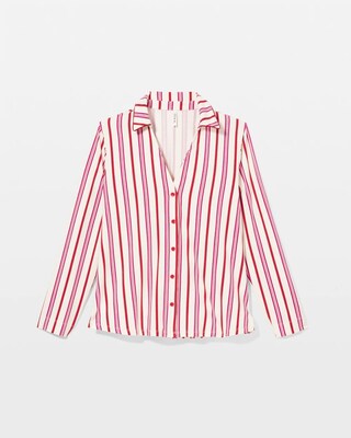 Long-Sleeve Notch Collar Pajama Top click to view larger image.