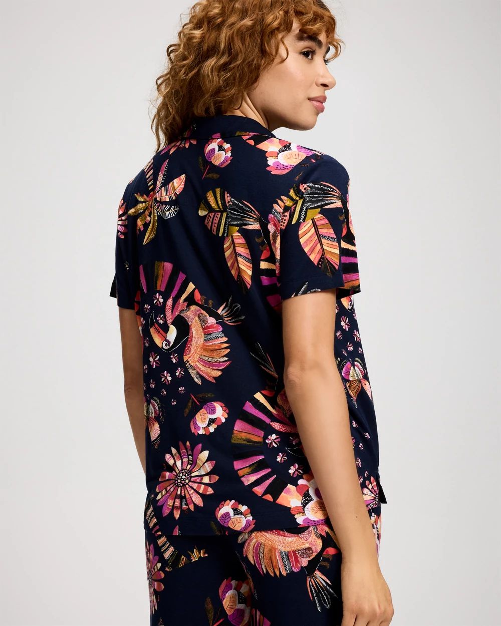 Cool Nights Short Sleeve Notch Collar Pajama Top
