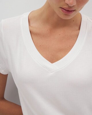 Rib Knit V-Neck Tee click to view larger image.
