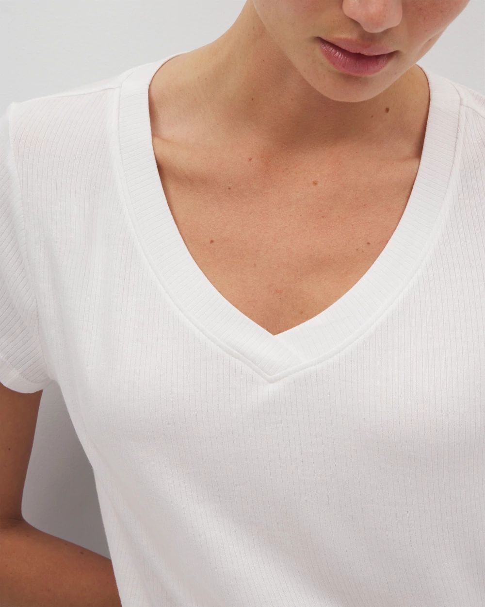 Rib Knit V-Neck Tee