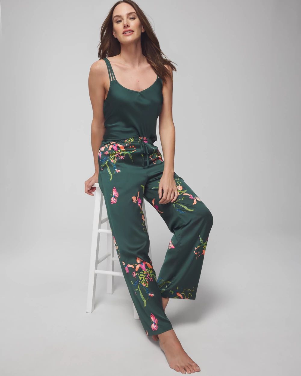 Satin Wide-Leg Pajama Pants