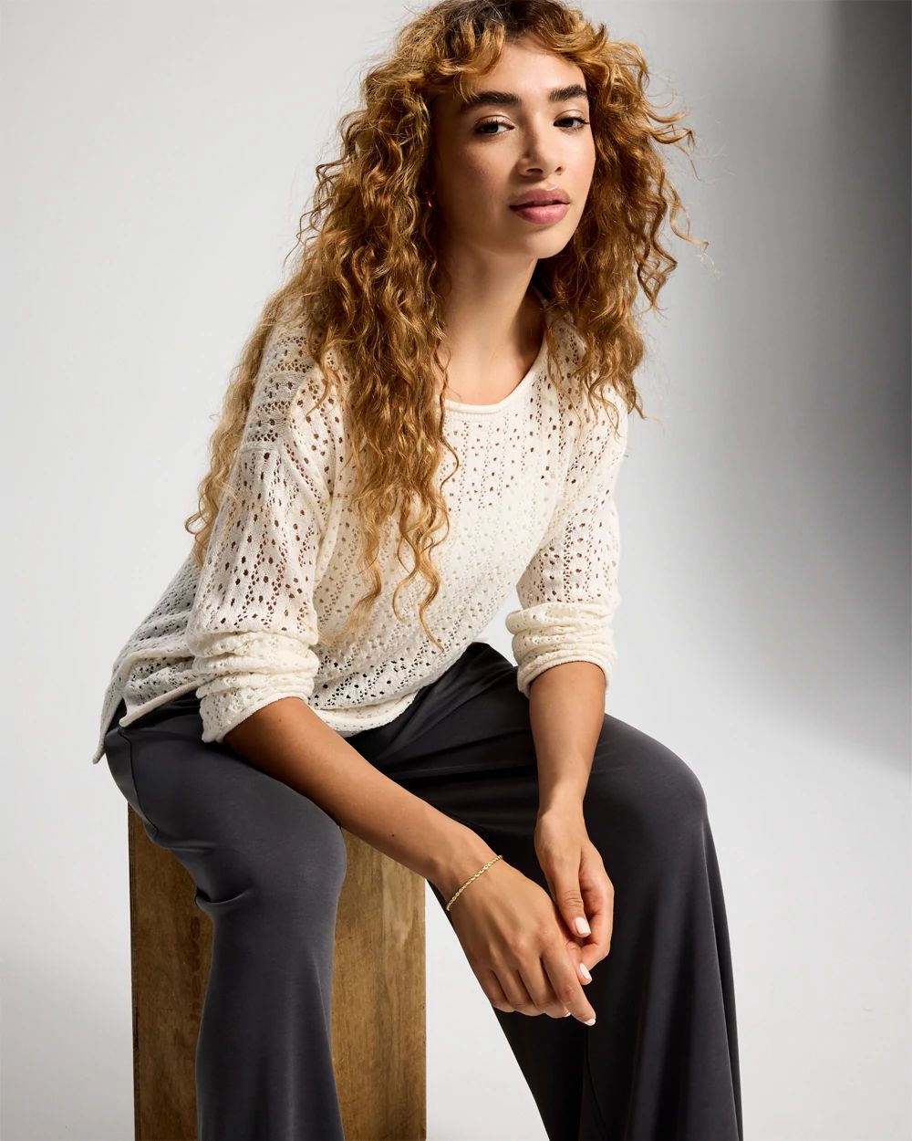 Crochet Rolled Edge Sweater click to view larger image.