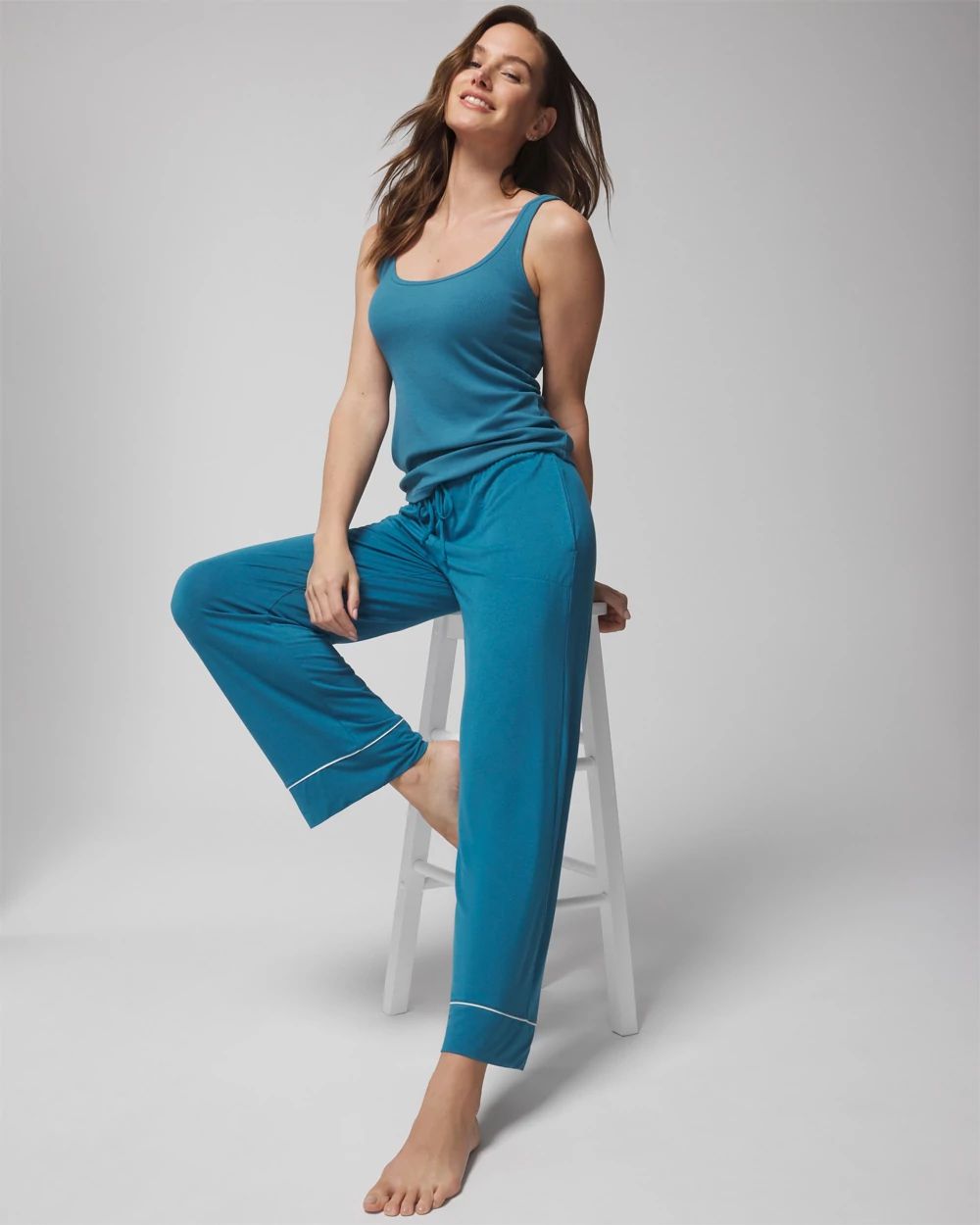 Solid Piped Pajama Pants click to view larger image.