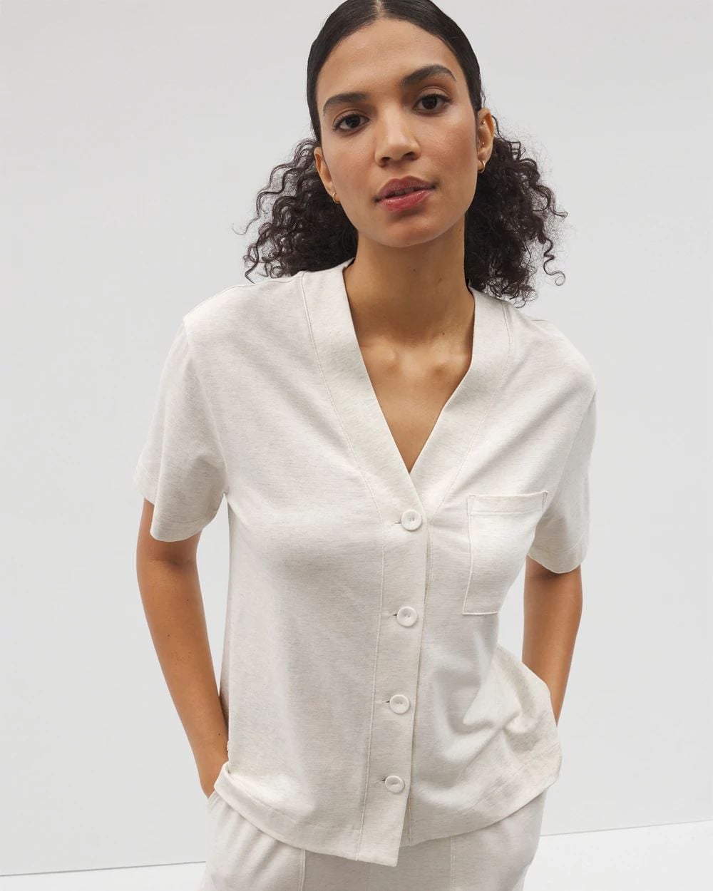 Most Loved Cotton Button-Front Pajama Tee