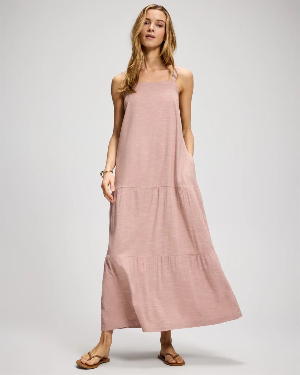 Beach Cotton Tiered Maxi Dress