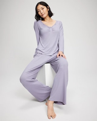 Pointelle Long Sleeve Pajama Top click to view larger image.
