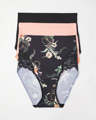 Tummy High-Waist Brief Panty with Lace 3 Pack