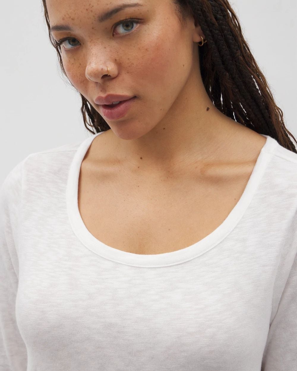 Cotton Slub Long-Sleeve Top