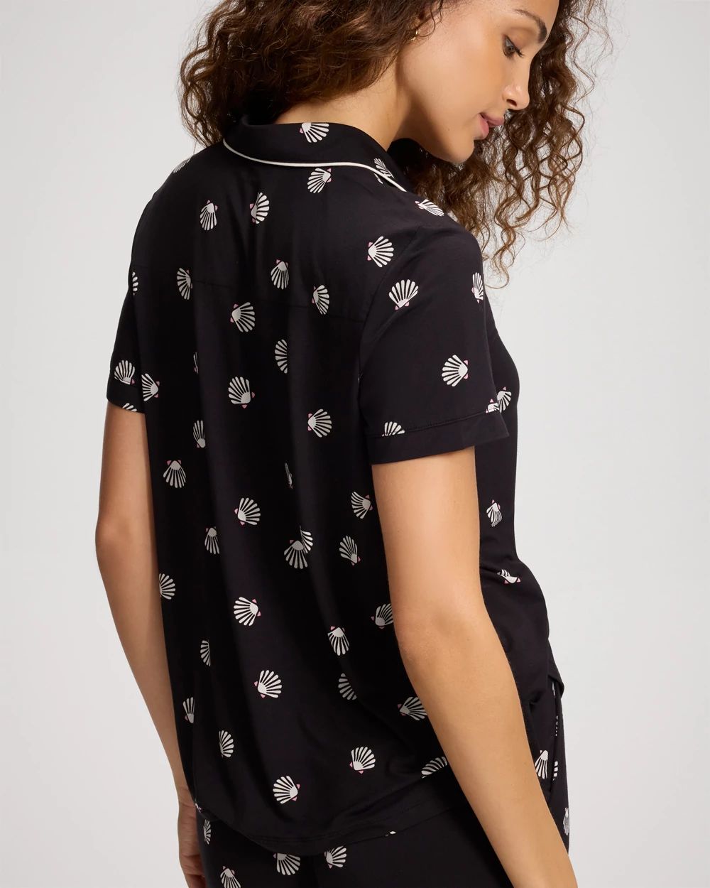 Cool Nights Short Sleeve Notch Collar Pajama Top