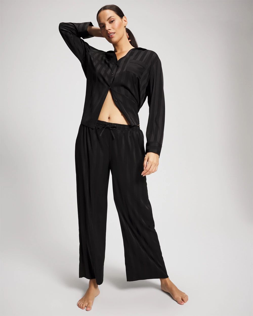 Satin Shadow Stripe Pajama Pant