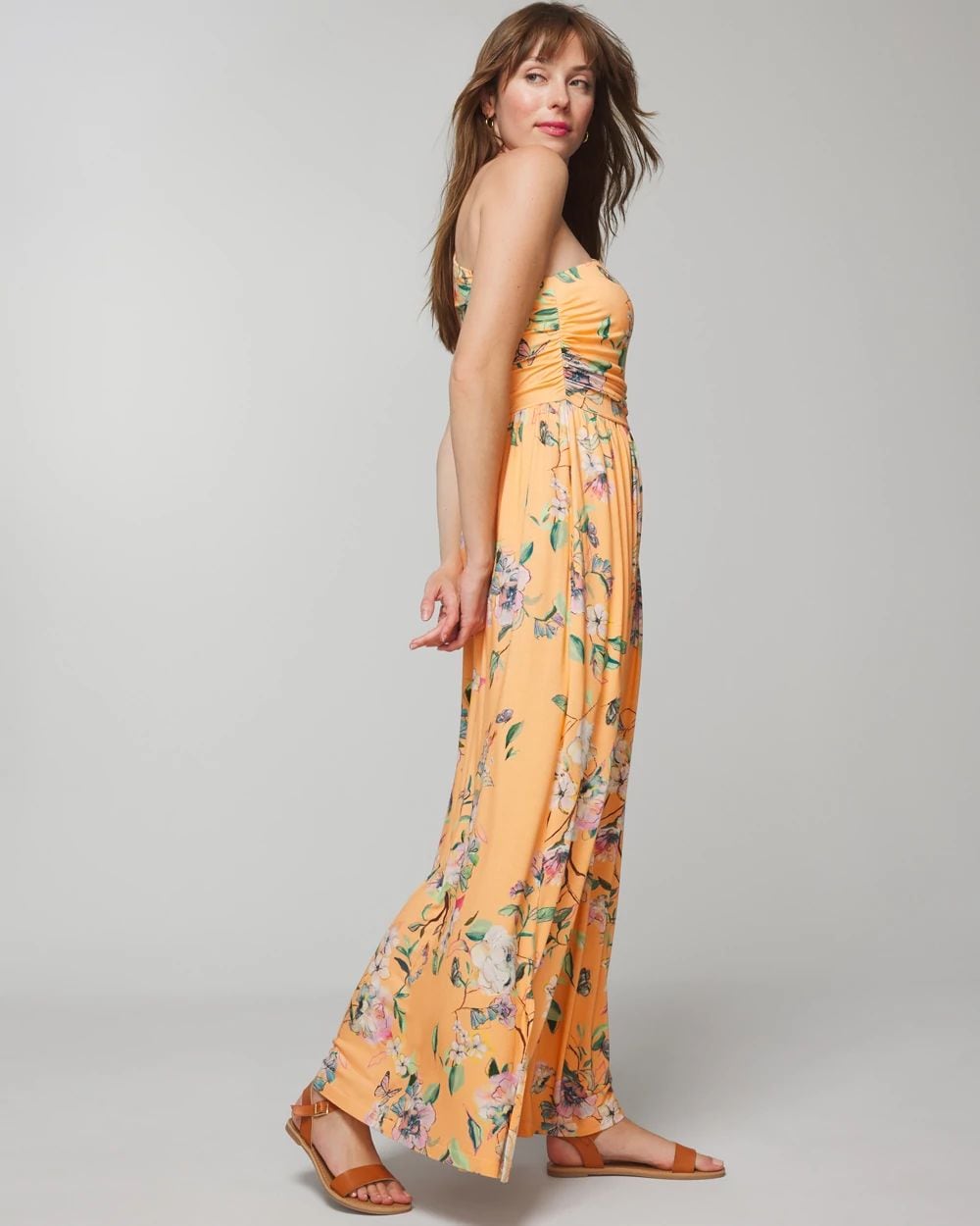 Soft Jersey One-Shoulder Knot Maxi Bra Dress