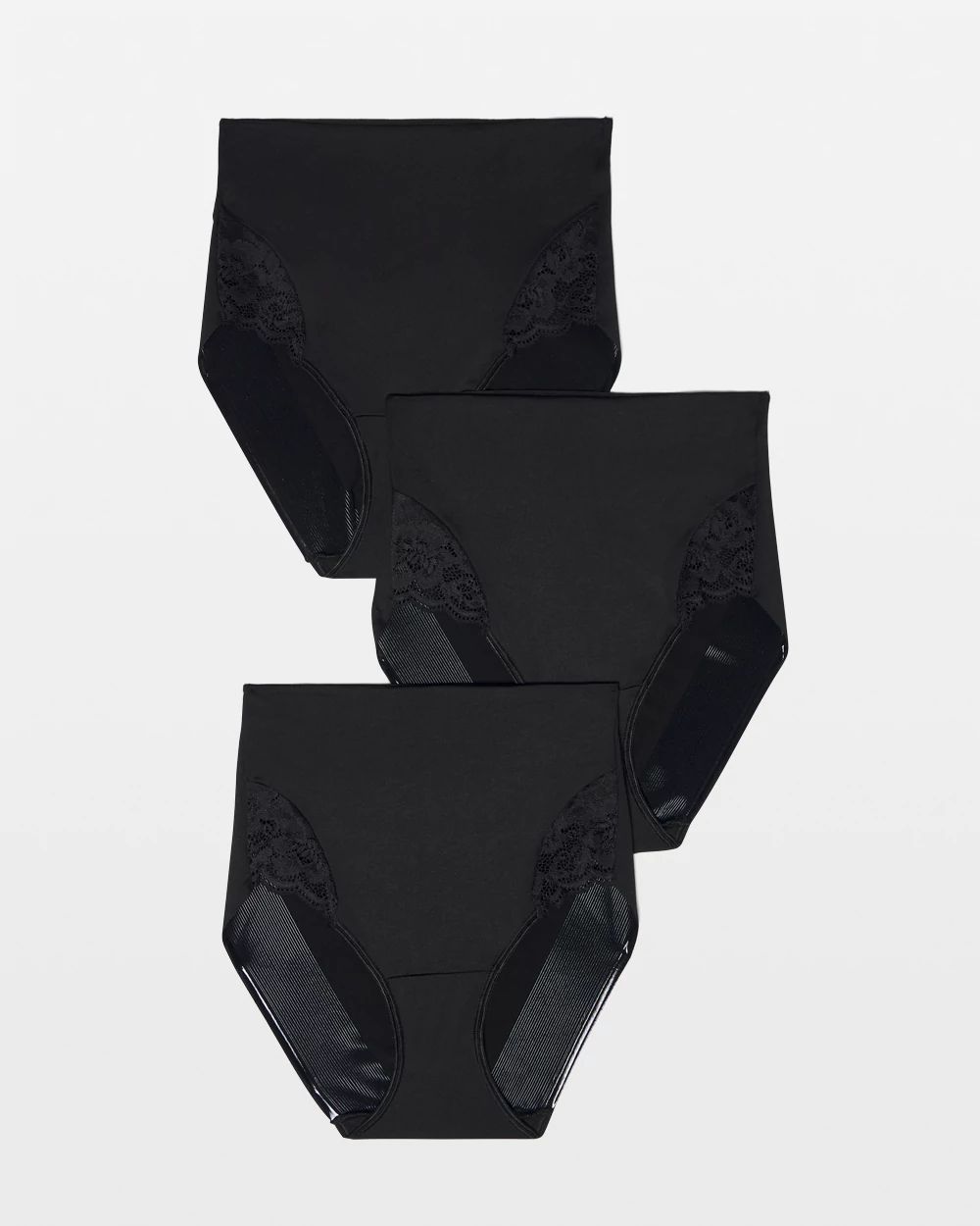 Tummy High-Waist Brief Panty with Lace 3 Pack