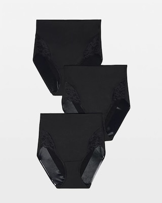 Tummy High-Waist Brief Panty with Lace 3 Pack