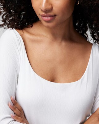 Long-Sleeve Scoop-Neck Bra Top