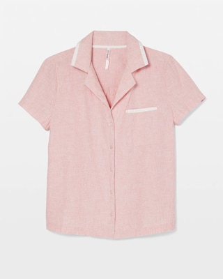 Short-Sleeve Notch Collar Pajama Top