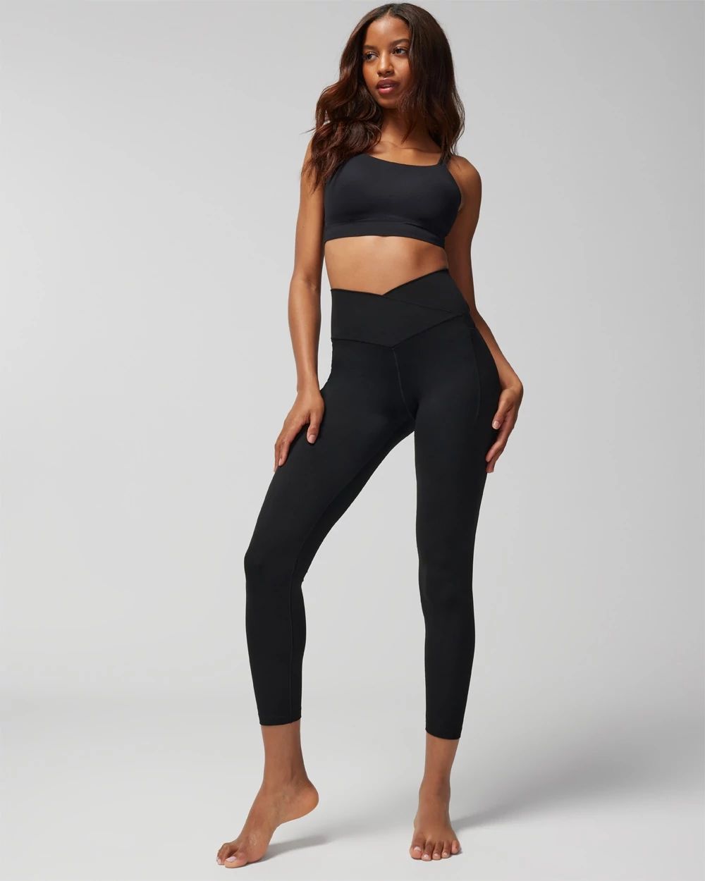 High-Waist Crossover Waist 7/8ths Pocket Leggings