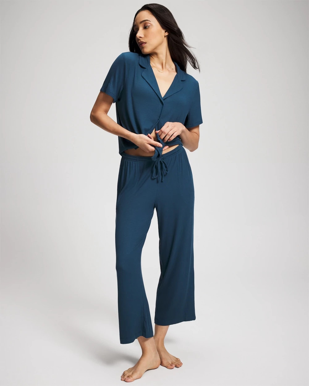 Rib Cropped Pajama Pants