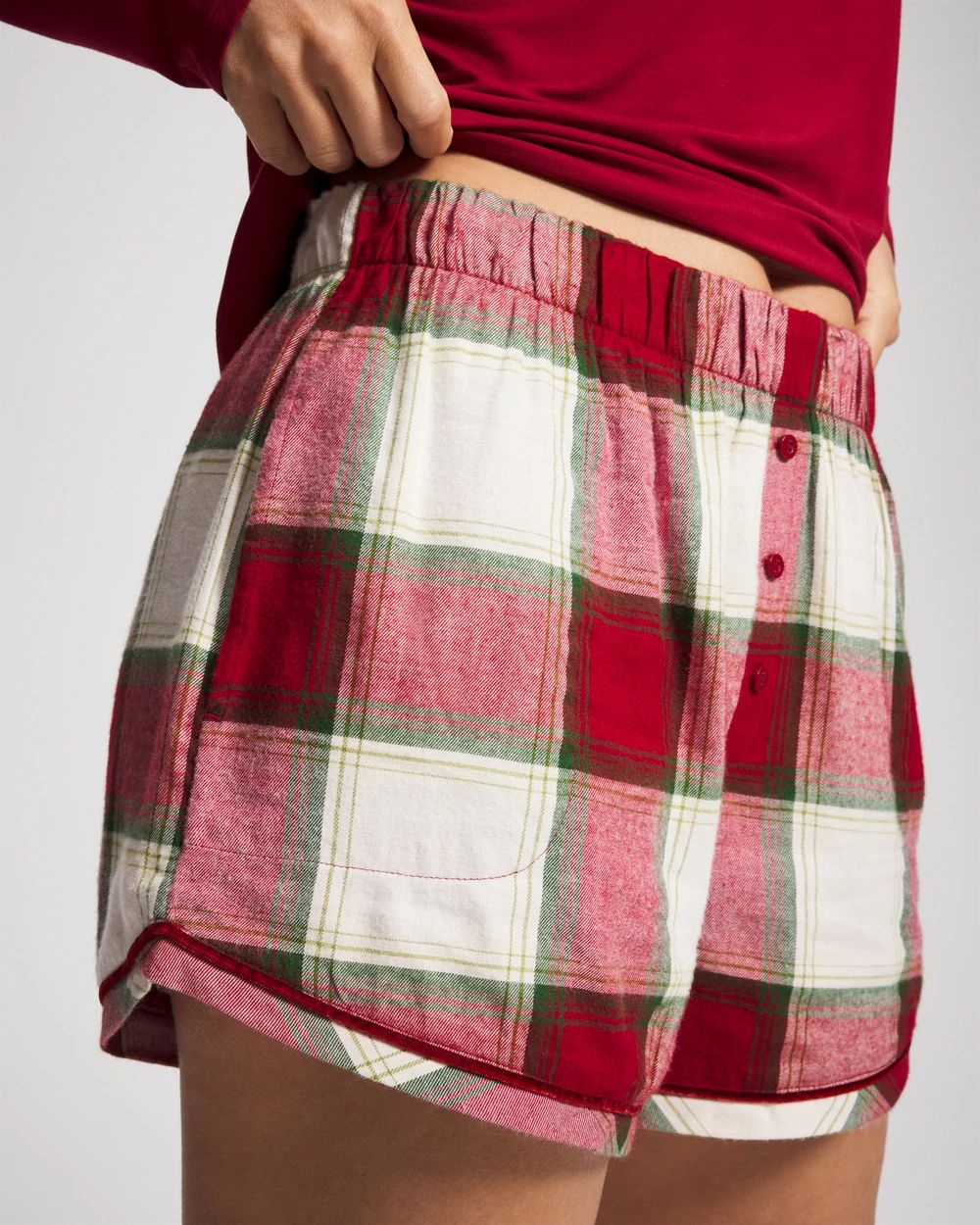 Flannel Velvet Piped Boxer Pajama Short