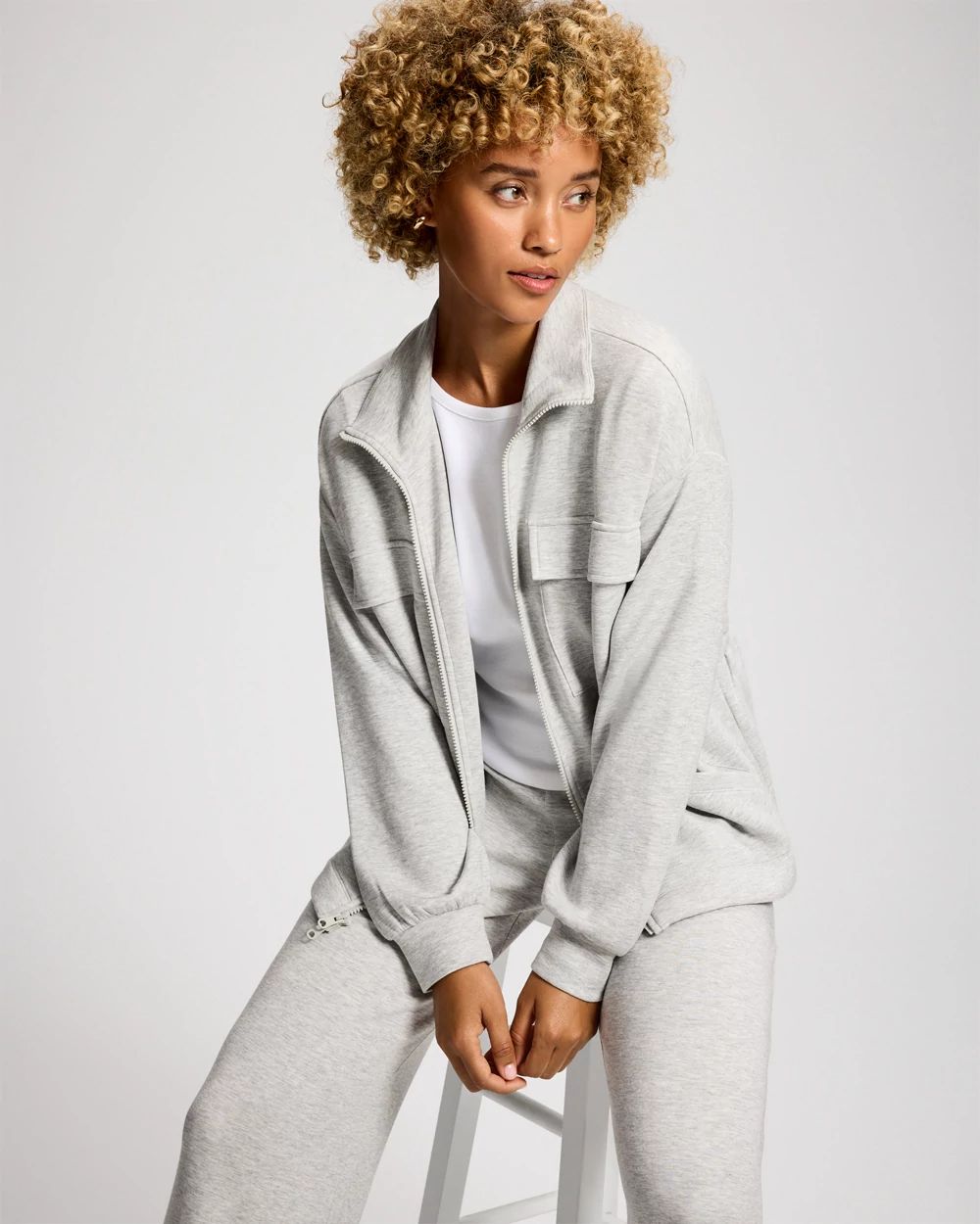 Modern Modal Funnel Neck Cinch Jacket click to view larger image.