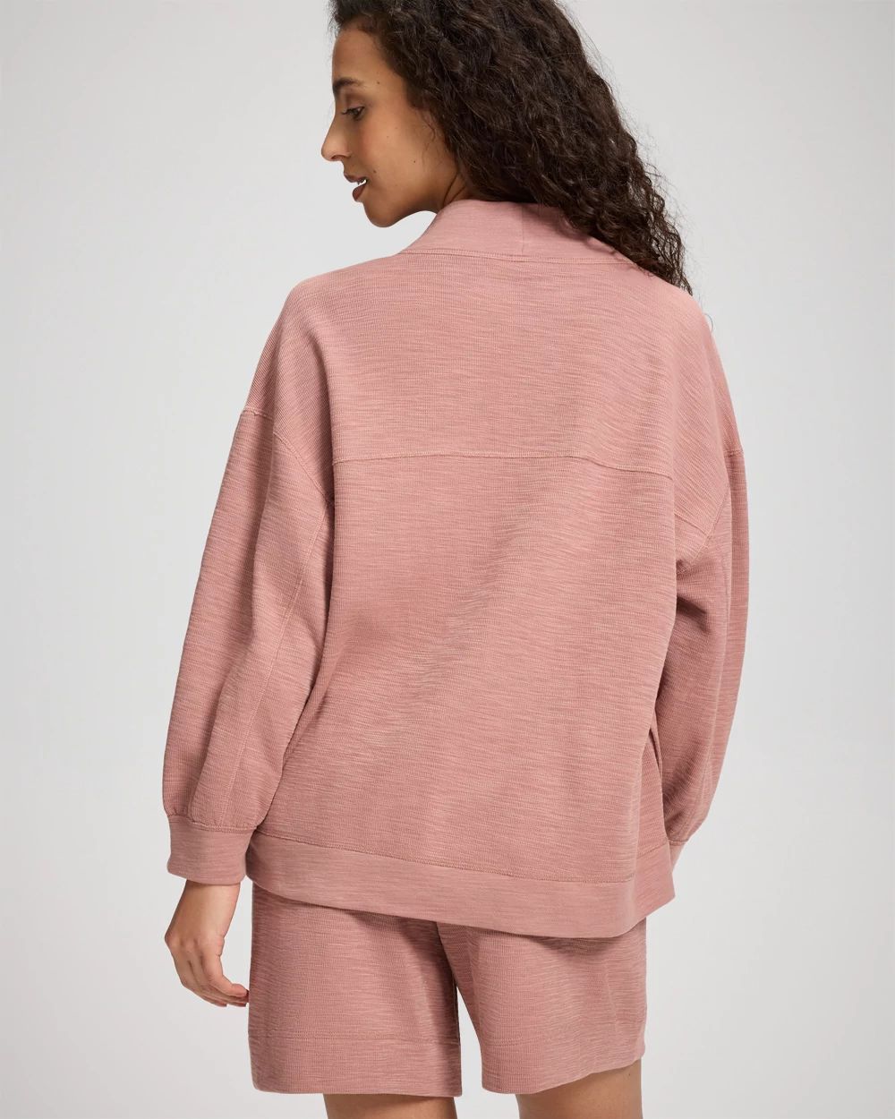 Slub French Terry Relaxed Open-Front Cardi