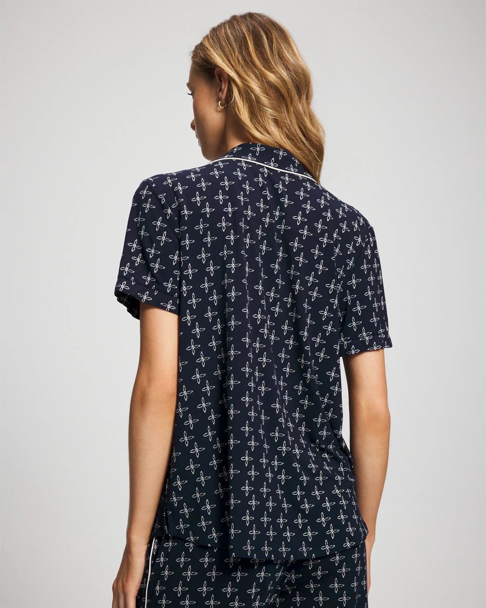 Short Sleeve Notch Collar Pajama Top click to view larger image.