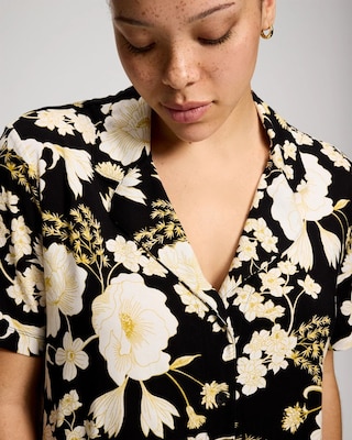 Short Sleeve Notch Collar Pajama Top click to view larger image.