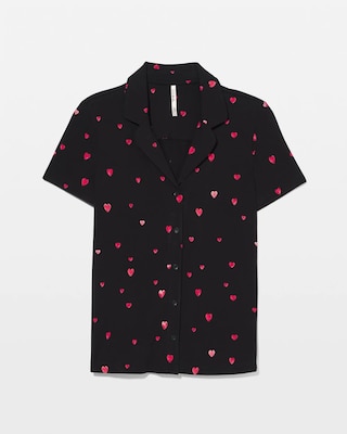 Short Sleeve Notch Collar Pajama Top click to view larger image.