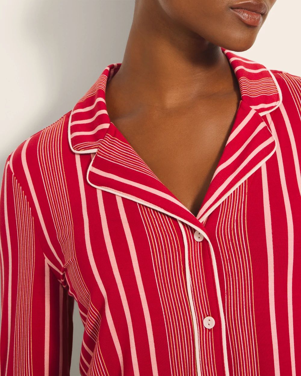 Cool Nights Long-Sleeve Printed Notch Collar Pajama Top