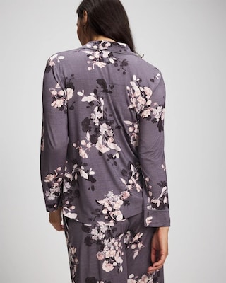 Long-Sleeve Printed Notch Collar Pajama Top click to view larger image.
