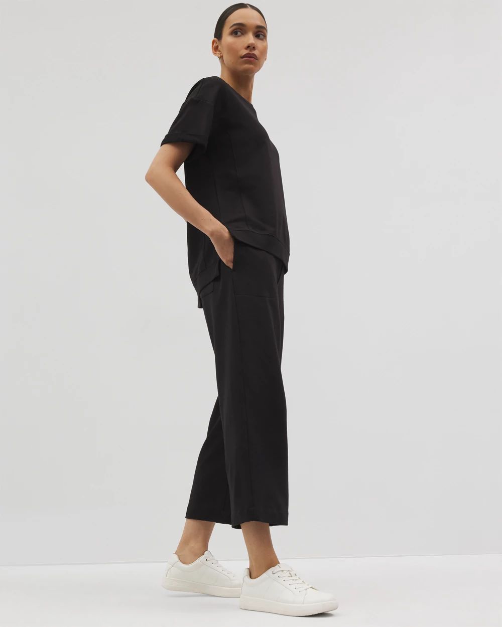 Essential Terry Wide Leg Crop Pant