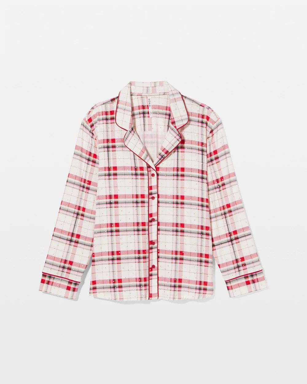 Cool Nights Long Sleeve Notch Collar with Piped Placket Pajama Top