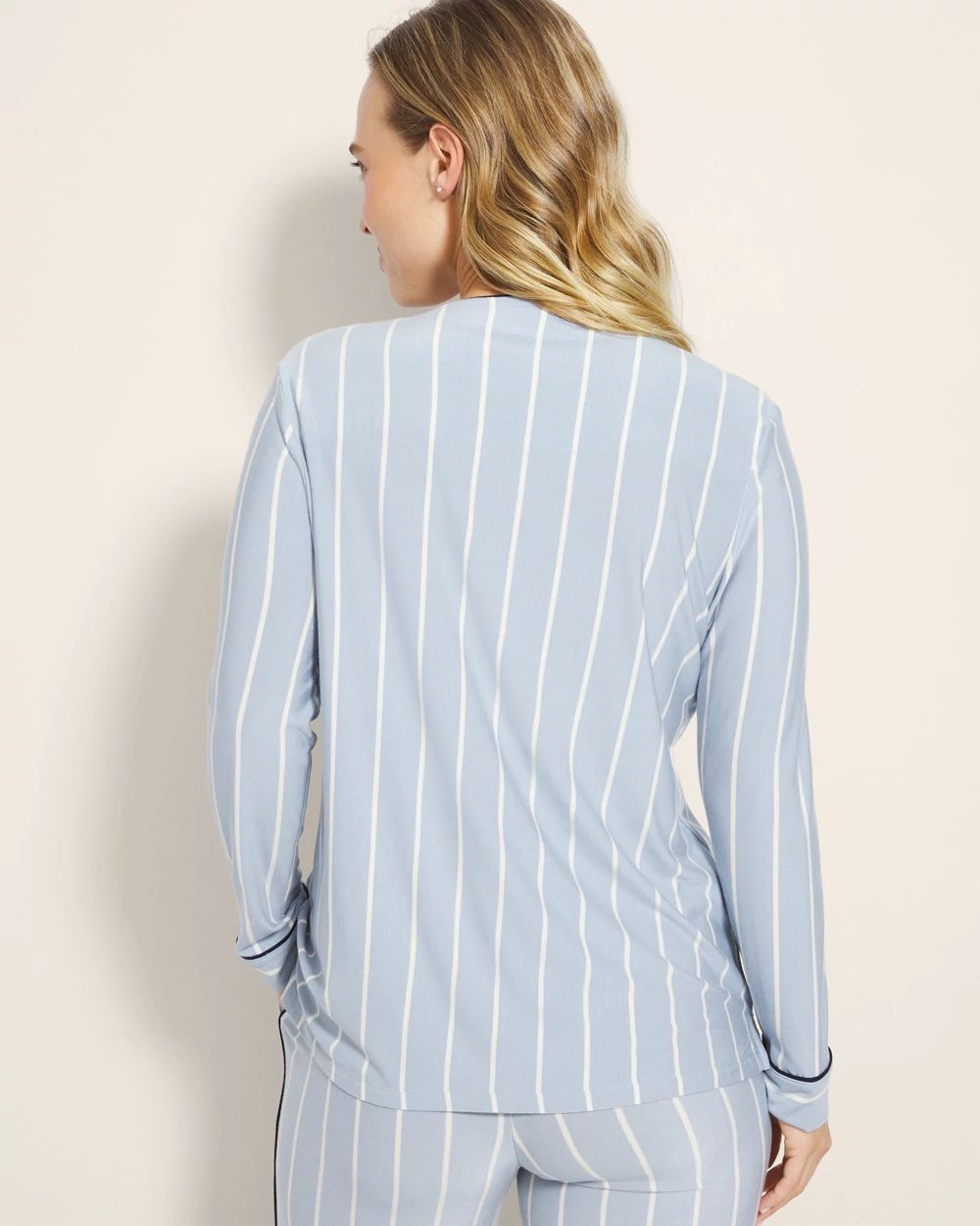 Piped Long-Sleeve Notch Pajama Top click to view larger image.