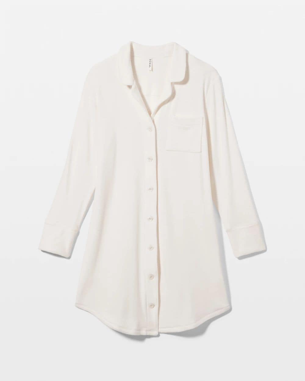 Microfleece Long-Sleeve Notch Collar Sleepshirt