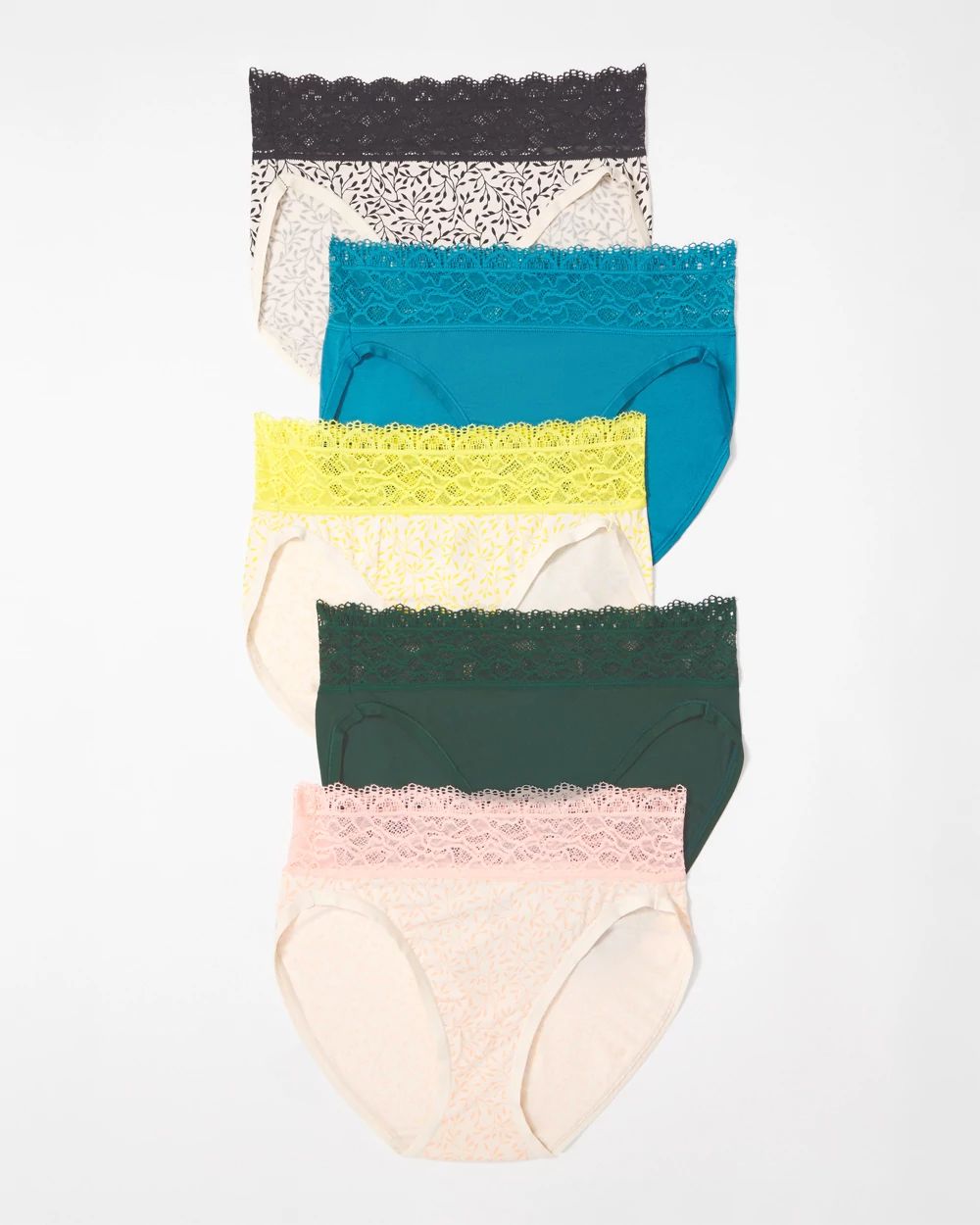 Embraceable High-Leg Panty with Super Soft Enchanting Lace 5 pack