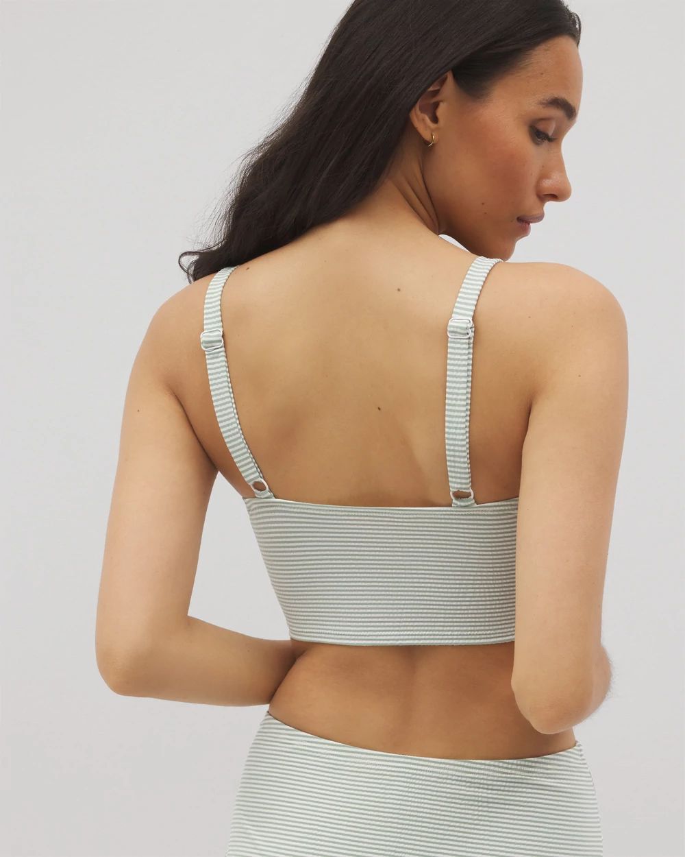 Seersucker V-Wire Cropped Bikini click to view larger image.