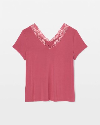 Romantic Lace Short Sleeve Pajama Top click to view larger image.