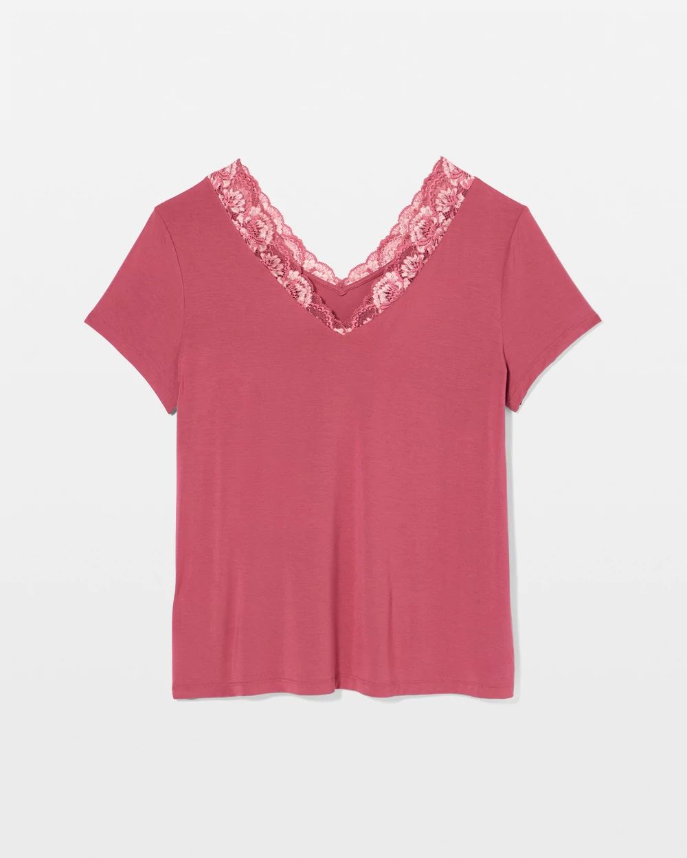 Romantic Lace Short Sleeve Pajama Top click to view larger image.