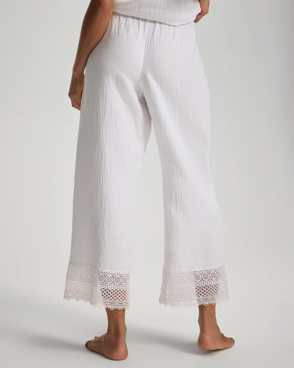 Crochet Lace Trim Wide Leg Pajama Pants