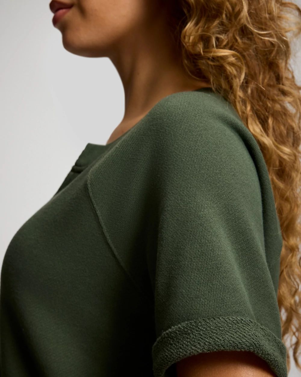 Cotton Terry Relaxed Short Sleeve Sweatshirt