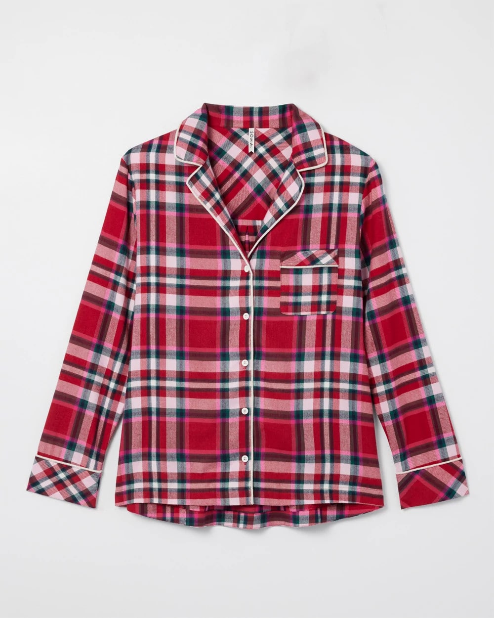 Long-Sleeve Notch Collar Pajama Top