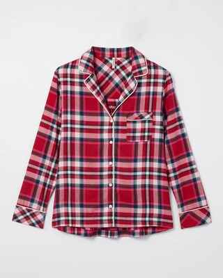 Long-Sleeve Notch Collar Pajama Top click to view larger image.