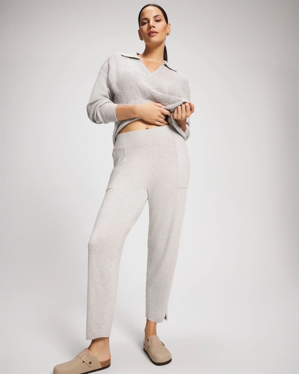 Recycled Yarn Straight Leg Ankle Pant