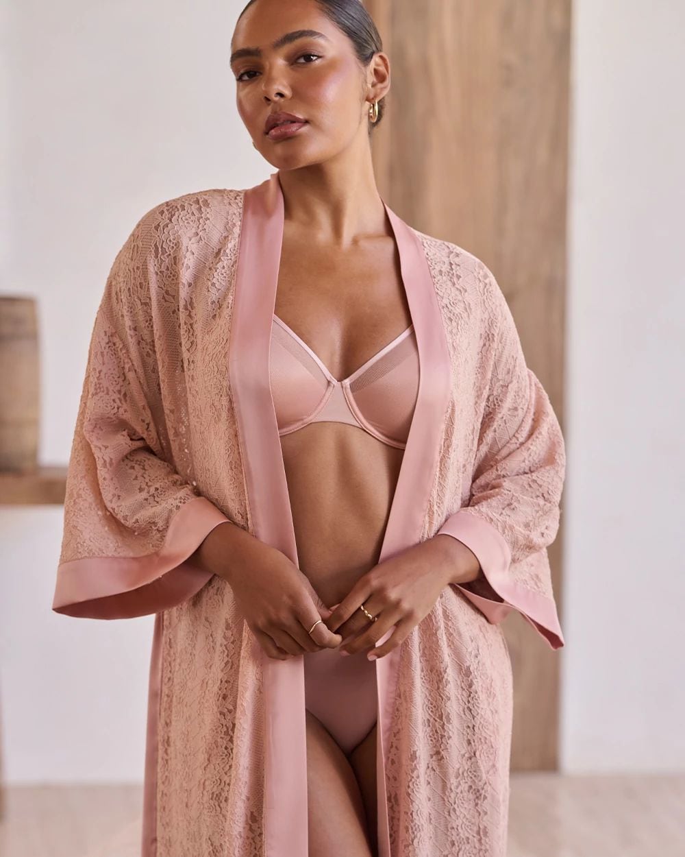 Allover Lace Kimono Robe