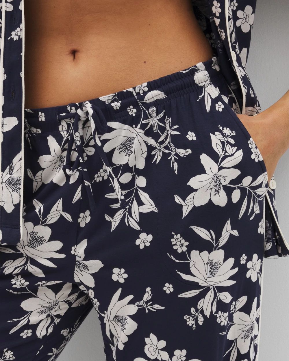 Cool Nights Piped Crop Pajama Pants