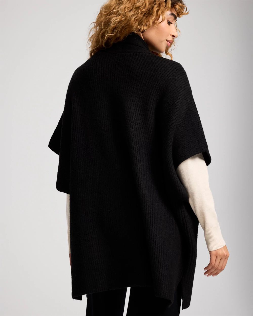 Rib Knit Oversized Sweater Wrap click to view larger image.