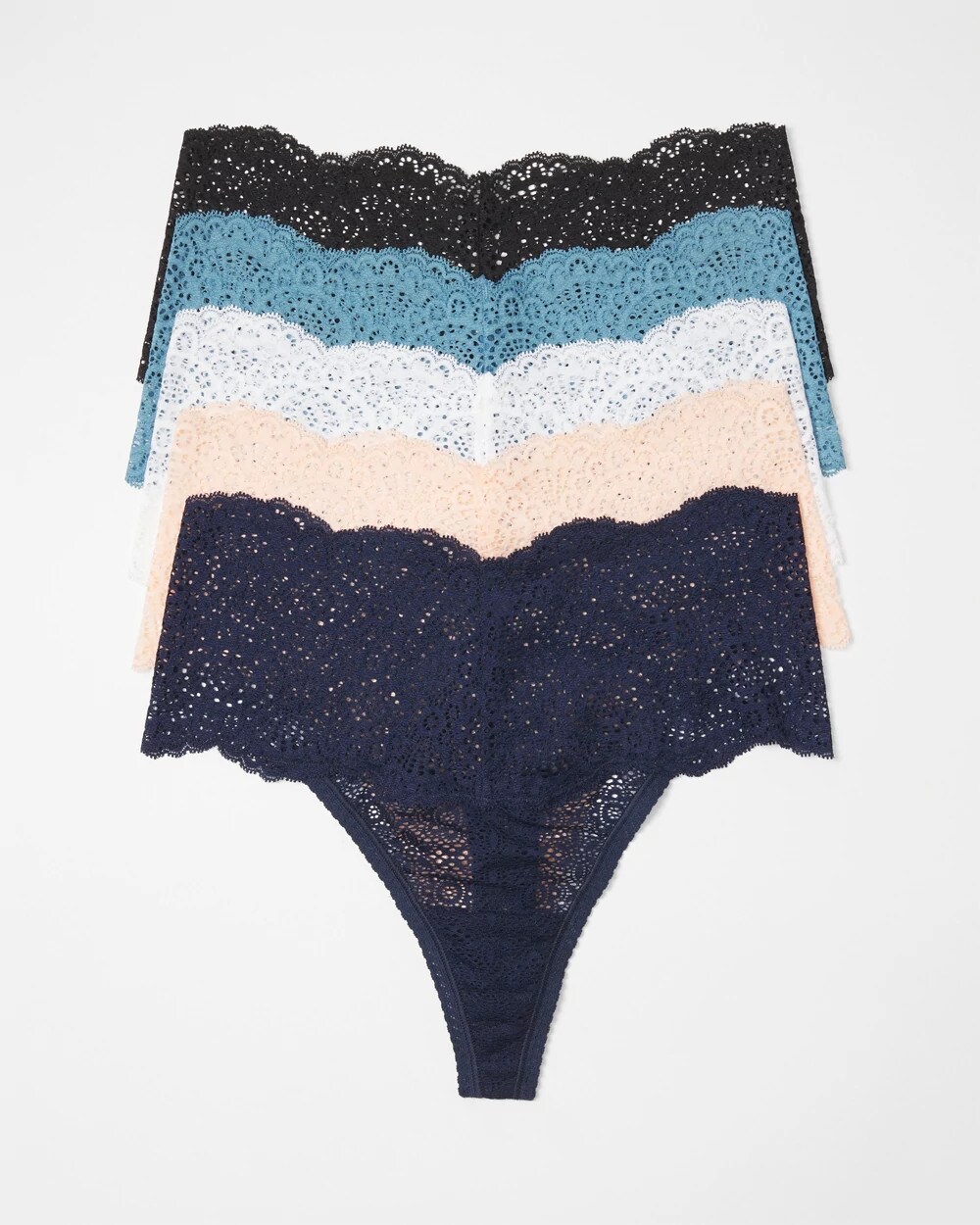 Crochet Lace High-Waisted Thong 5 Pack