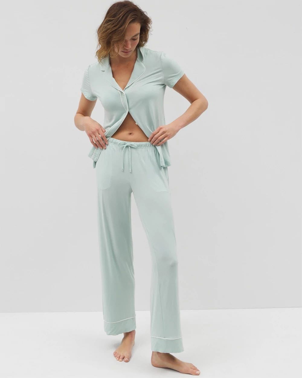 Cool Nights Solid Piped Pajama Pants