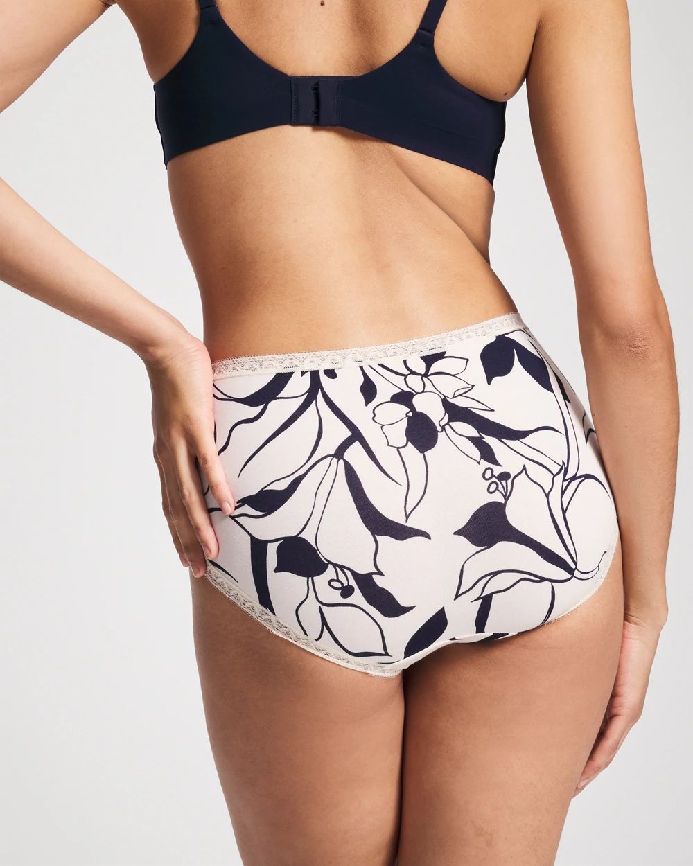 Cotton Brief Panty with Lace Trim click to view larger image.