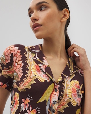 Short Sleeve Notch Collar Pajama Top click to view larger image.